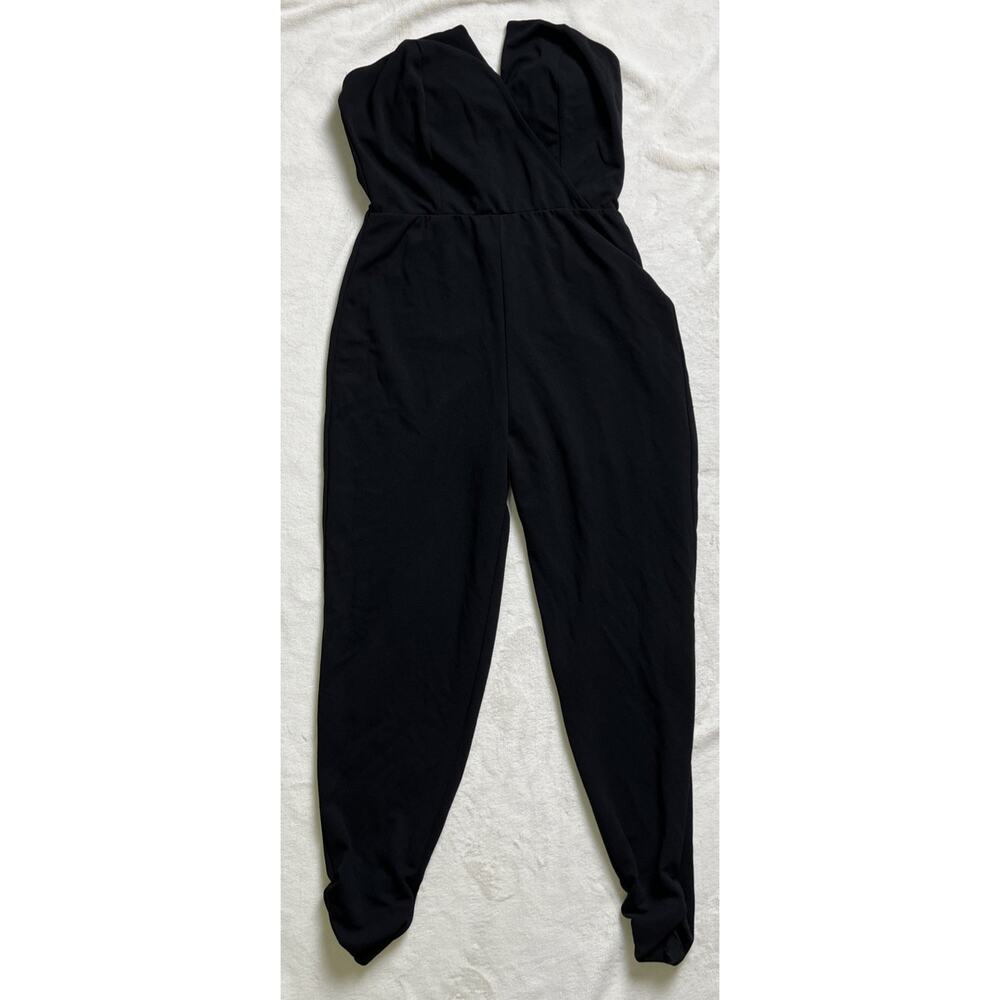 TRIXXI Solid Black Jumpsuit ELEGANT Pants Romper STRAPLESS Stretch Womens Large